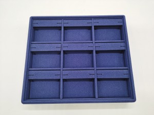 custom jewelry trays with blue microfiber